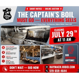 SHORT NOTICE - THE CAPTAIN'S BOIL RESTAURANT AUCTION